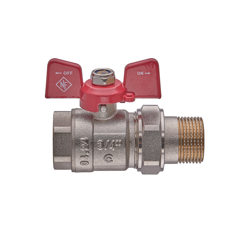 Кран с американкой Nolf classic NFC.921-08-3/4" FM ГШБ, ручка "бабочка" красная