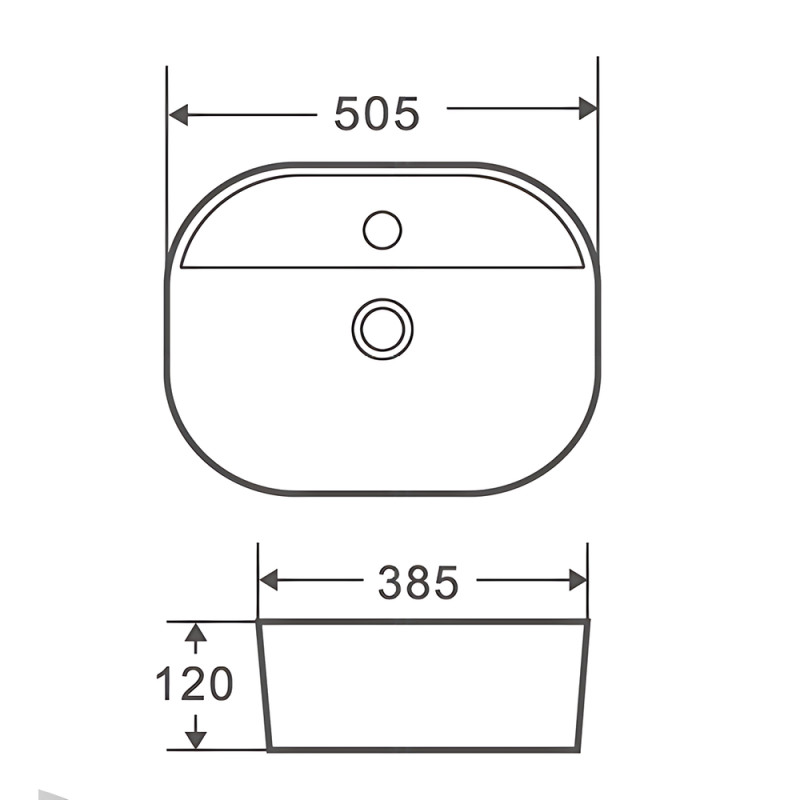 Раковина накладная Mixxus Premium ELLIPSE-0203 510х375х120mm с отверстием под смеситель