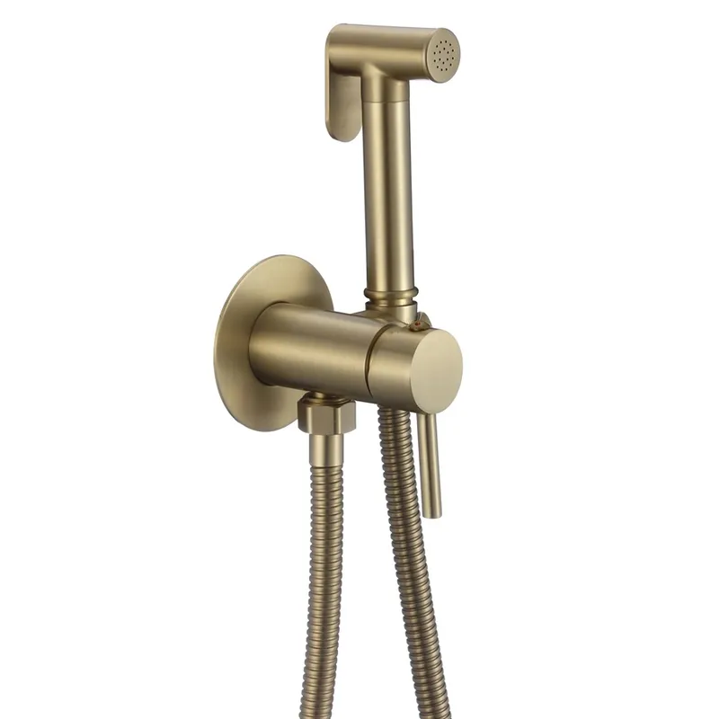 Смеситель для гигиенического душа Mixxus Premium Hans 002-A Inner Brushed Gold с лейкой (Матовое зо