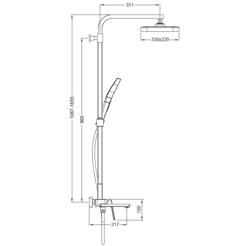 Душевая колонна со смесителем Koer KB-56031-05, 3 функции
