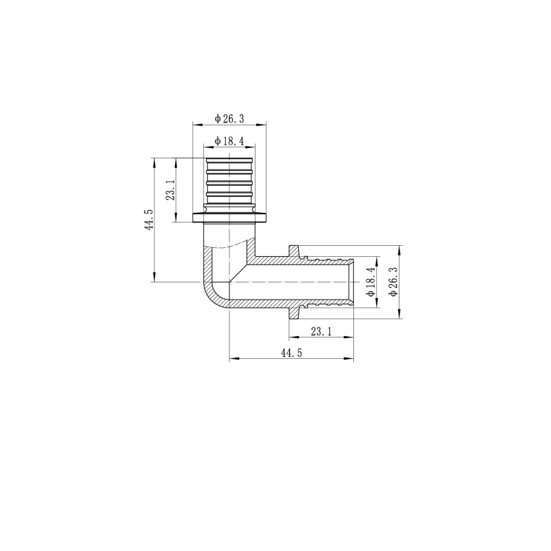 Уголок равнопроходной 90 Koer KA.L20 - 20(2.8mm) x 20(2.8mm)