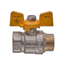 Кран шаровой Nolf classic NFC.722-08-3/4" FM ГШБ YELLOW, ручка "бабочка" желтая