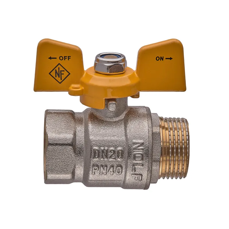 Кран шаровой Nolf classic NFC.722-08-3/4" FM ГШБ YELLOW, ручка "бабочка" желтая