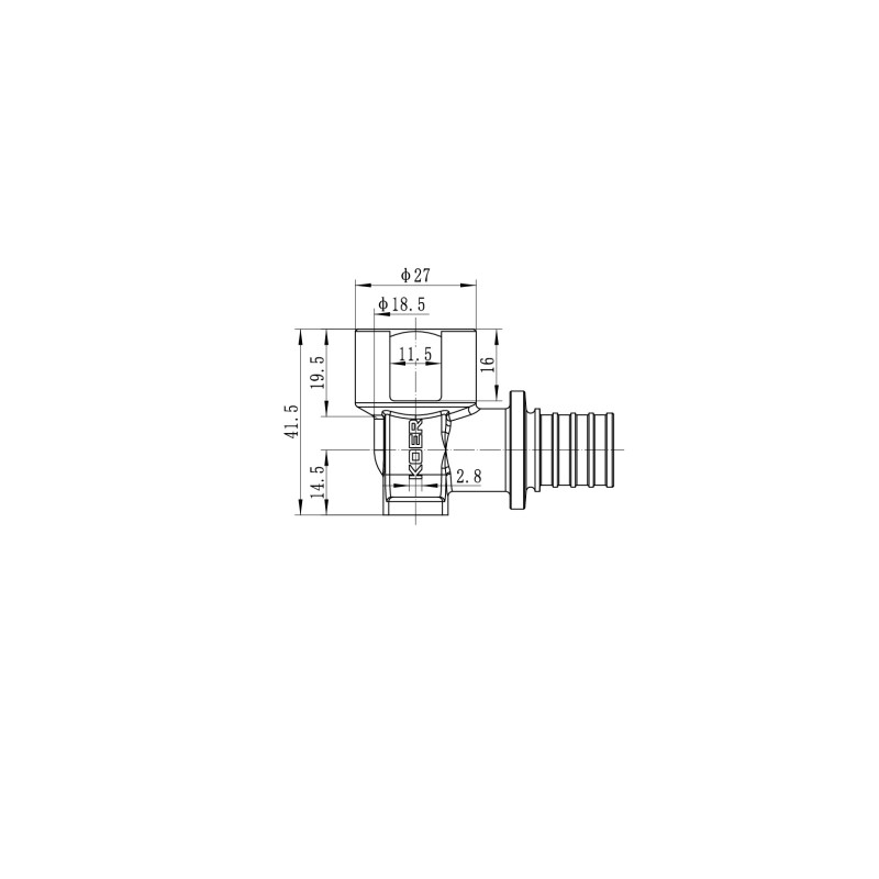 Уголок переходной настенный с ВР Koer KA.LW06F-20 - 20(2.8mm) x 1/2"F
