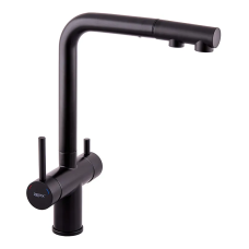 Смеситель кухонный на две воды Zerix LUX-024 Black с выдвижной лейкой (нерж. сталь)