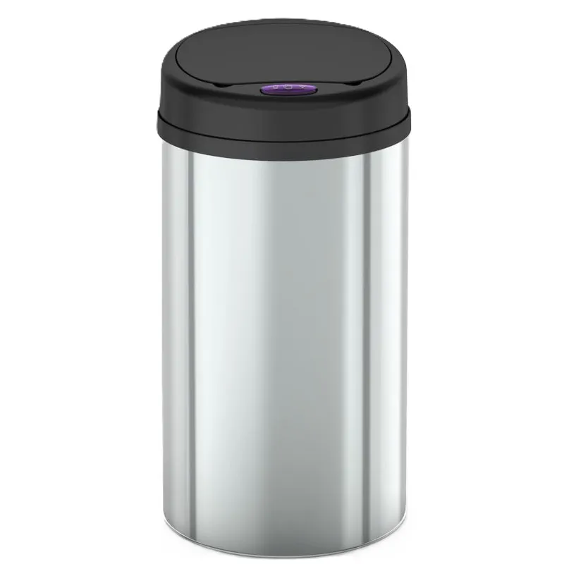 Мусорное ведро сенсорное круглое Mixxus Premium Ellipse-TC0109 Chrome-Black 9л (хром-черное) (MI708