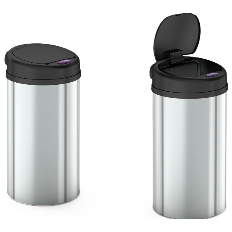 Мусорное ведро сенсорное круглое Mixxus Premium Ellipse-TC0109 Chrome-Black 9л (хром-черное) (MI708