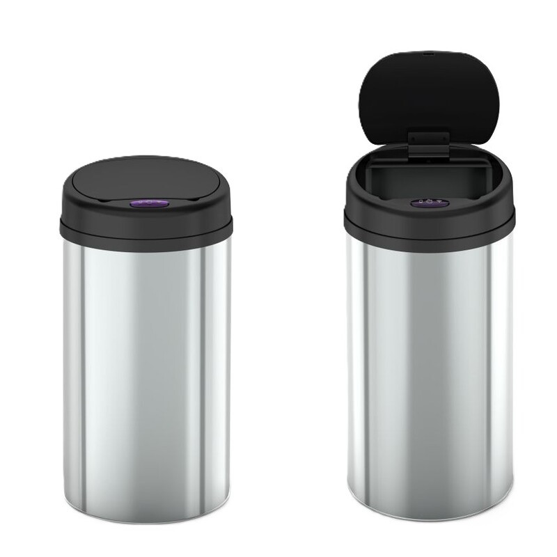 Мусорное ведро сенсорное круглое Mixxus Premium Ellipse-TC0109 Chrome-Black 9л (хром-черное) (MI708