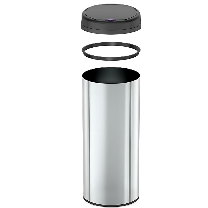 Мусорное ведро сенсорное круглое Mixxus Premium Ellipse-TC0109 Chrome-Black 9л (хром-черное) (MI708