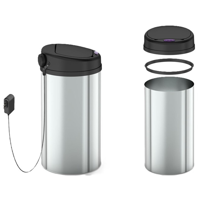 Мусорное ведро сенсорное круглое Mixxus Premium Ellipse-TC0109 Chrome-Black 9л (хром-черное) (MI708
