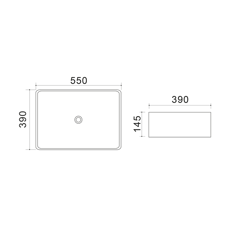 Раковина накладная Mixxus Premium QUADRO-0108 GRAY 550x390x145mm