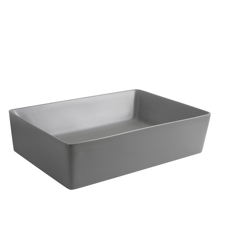 Раковина накладная Mixxus Premium QUADRO-0108 GRAY 550x390x145mm