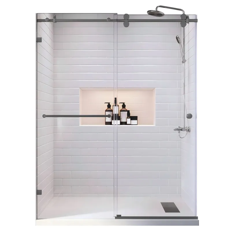 Дверь в нишу Koer SR SD06-140x220-TR-07 прозрачное стекло Easy Clean 8мм, графит