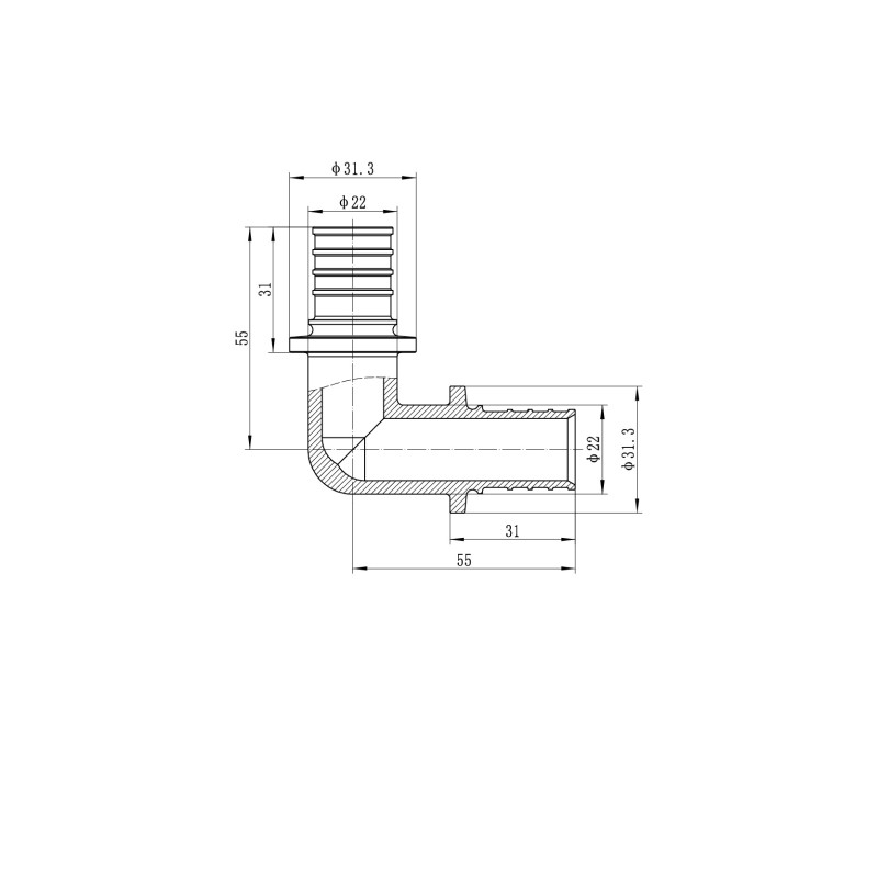 Уголок равнопроходной 90 Koer KA.L25 - 25(3.5mm) x 25(3.5mm)