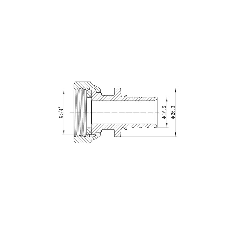 Переходник с накидной гайкой под плоское уплотнение Koer KA.A08F-20S - 20(2.8mm) x 3/4"F