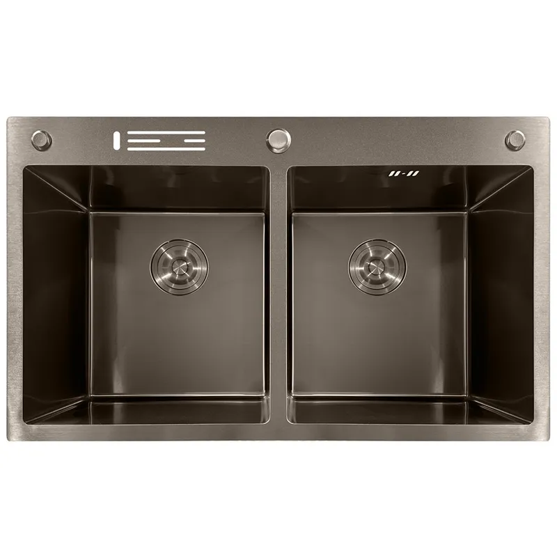 Мойка из нержавеющей стали MIXXUS MH8350-DK NANO-BLACK (3.0/0.8) цвет графит