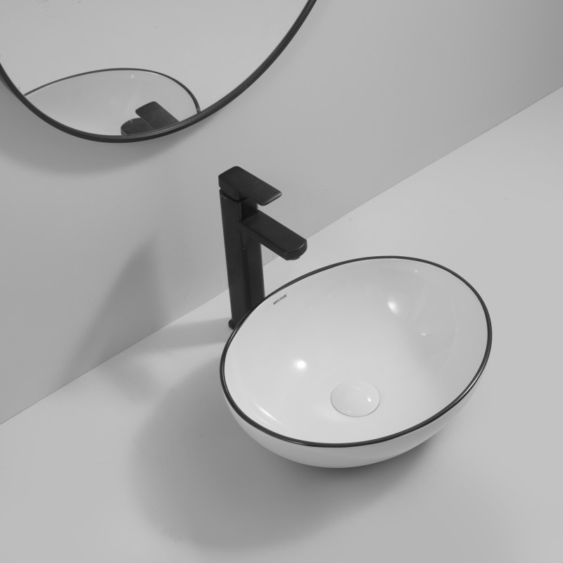 Раковина накладная MIXXUS PREMIUM ELLIPSE-0108 EDGE BLACK 400х330х145mm