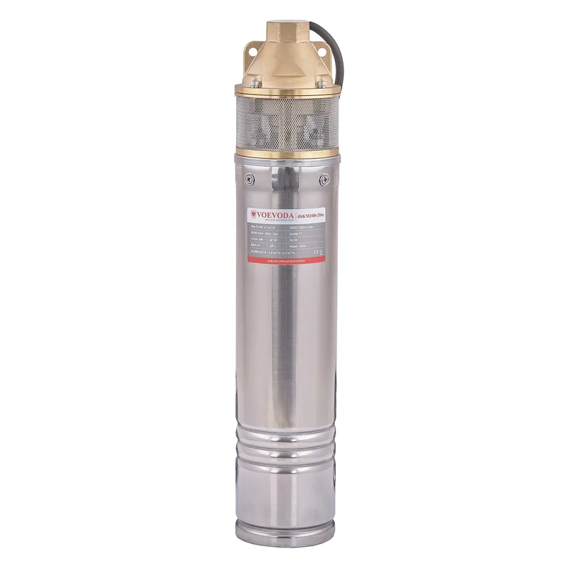 Насос вихревой скважинный Voevoda 4SKM-100-20 Н=62М, Q=45л/мин., P=750 Вт, встр. конденс.20м каб (V
