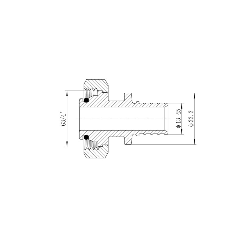 Переходник под евроконус с накидной гайкой Koer KA.A08F-16E - 16(2.2mm) x 3/4"F