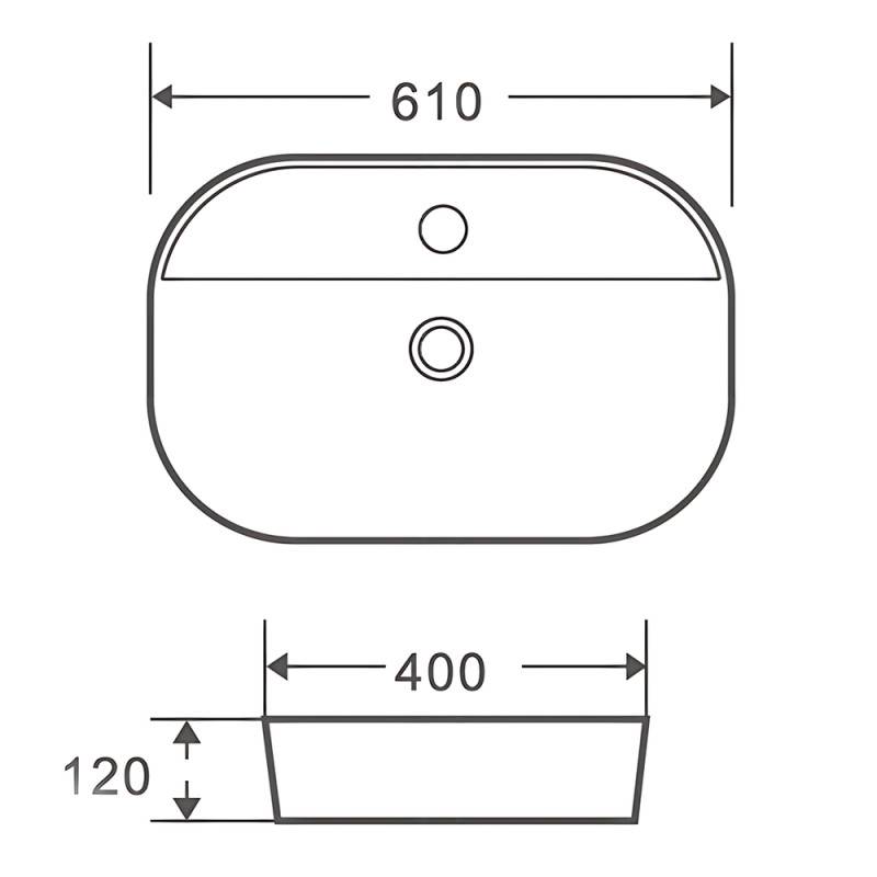 Раковина накладная Mixxus Premium ELLIPSE-0204 600х380х115mm с отверстием под смеситель