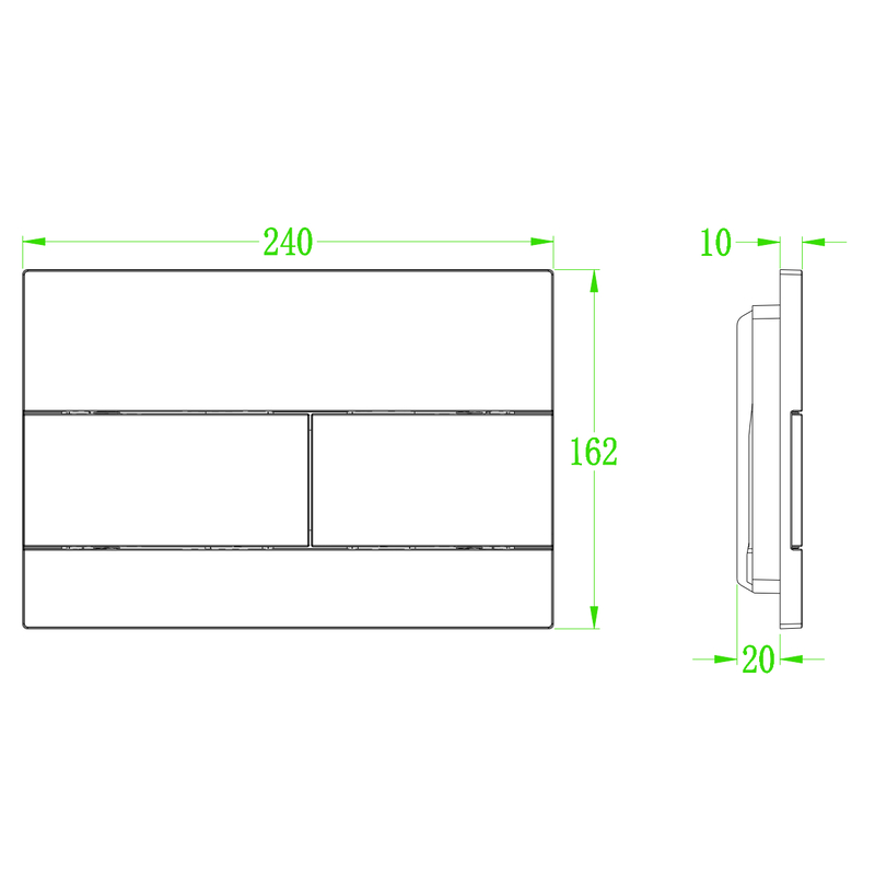 Панель смыва Koer KT-0603-07 240x160x10mm пластиковая, линейная кнопка