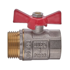 Кран шаровый ГШБ, ручка "бабочка" красная Waterpro WP607-25FMW - 1" FMW