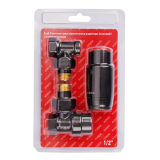 Комплект для подключения радиатора Koer SET-24.Black - 1/2'' угловой с термоголовкой