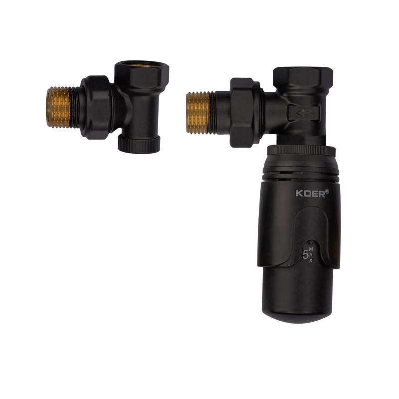 Комплект для подключения радиатора Koer SET-24.Black - 1/2'' угловой с термоголовкой