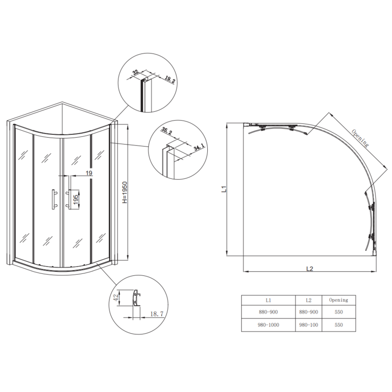 Душевая кабина без поддона Koer SR SC04-90x90x195-TR-01 прозрачное стекло Easy Clean 5мм, хром (KR5