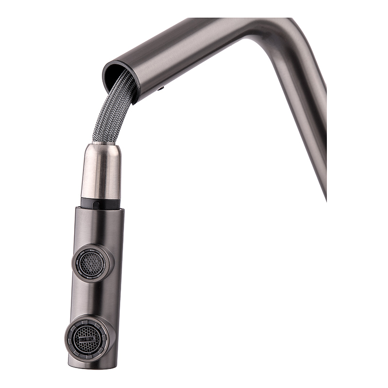 Смеситель кухонный на две воды Zerix LUX-024 Graphite с выдвижной лейкой (нерж. сталь)