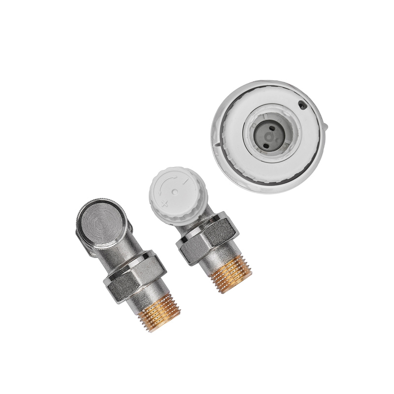 Комплект для подключения радиатора Koer SET-23 - 1/2'' угловой с термоголовкой, кликовый крепеж (KR