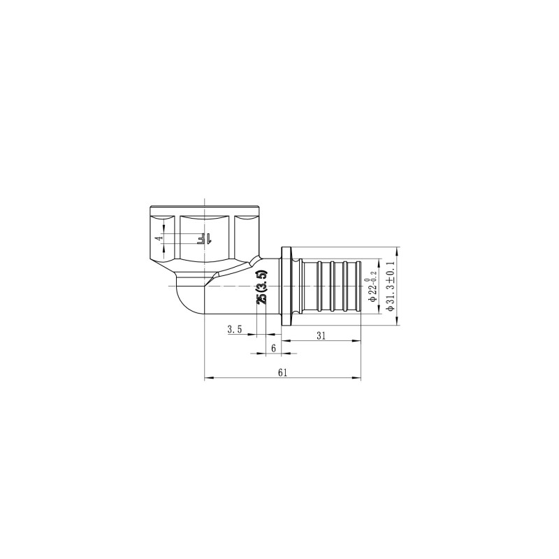 Уголок переходной с ВР Koer KA.L10F-25 - 25(3.5mm) x 1"F