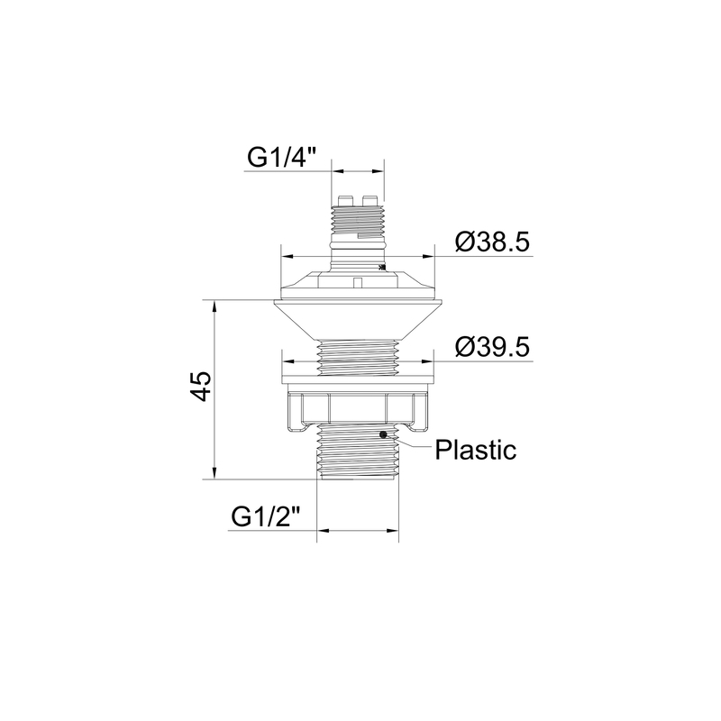 Пластиковый штуцер Koer KT-1402-1/2" к наполнительной арматуре для бачка унитаза подвода 1/2" (KR56