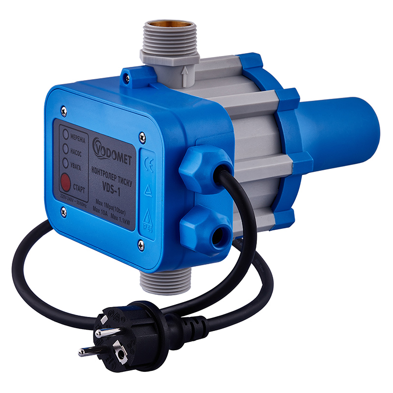 Контроллер давления Vodomet VDS-1 электронный для насоса 1,1 кВт, 1", с кабелем