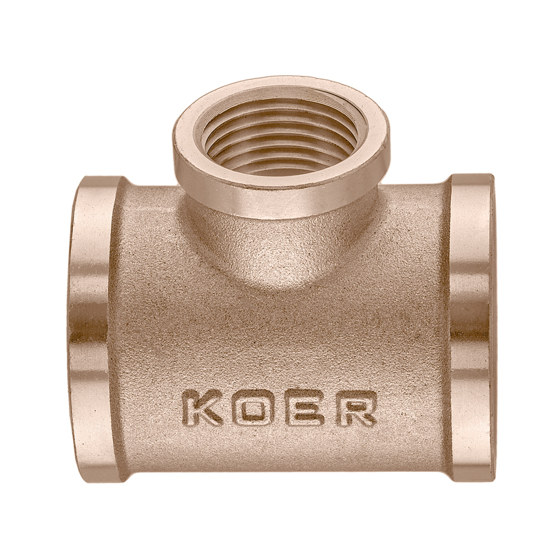 Тройник редукционный Koer KF.T100810F.WN - 1"х3/4"х1" FFF без никеля