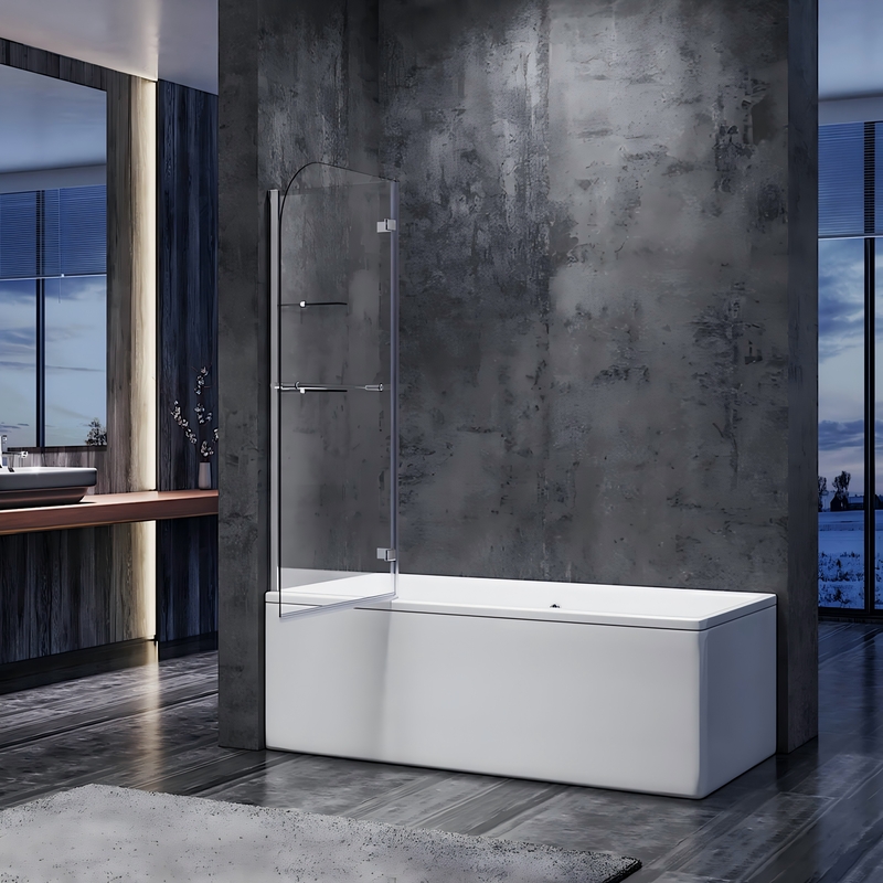 Шторки стеклянные на ванну Koer SR BS05-90x140-TR-01 прозрачное стекло Easy Clean 6мм, хром (KR5372