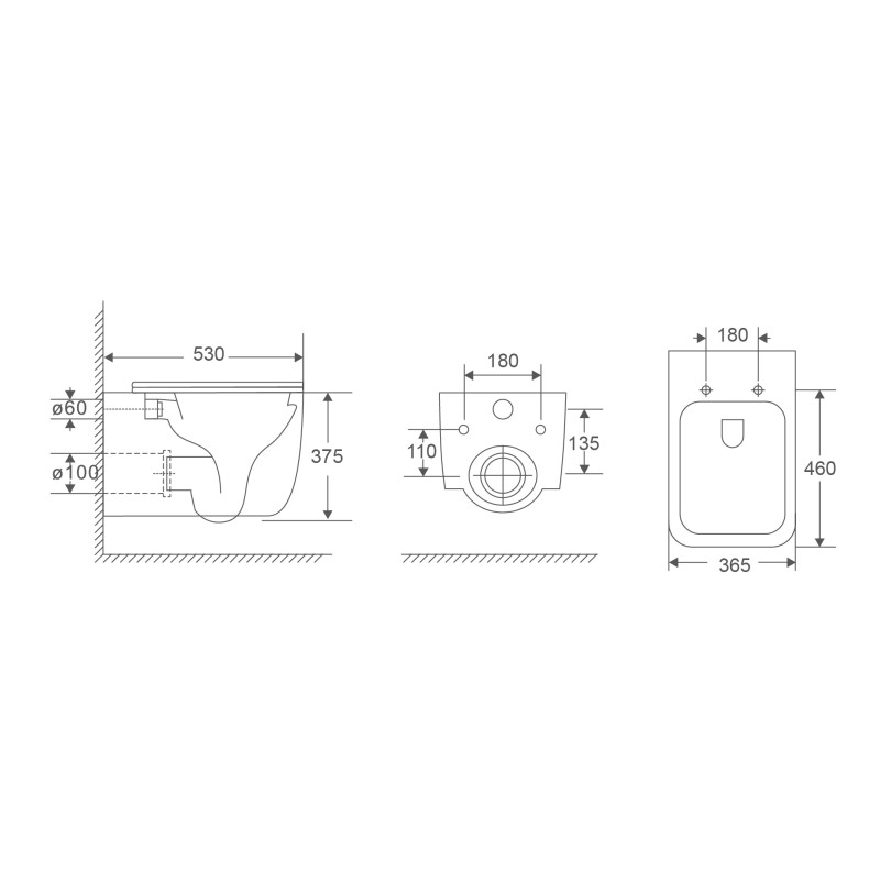 Унитаз подвесной Mixxus Premium DIVERSE-0301-T1 BLACK 530х365х373mm, система смыва TORNADO 1.0 (MP6