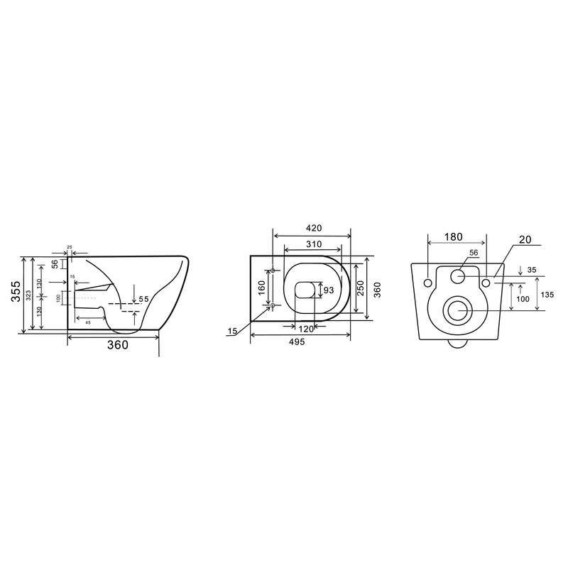 Унитаз подвесной Mixxus Premium ELLIPSE-0308-T3 GRAY 490x360x360mm система смыва TORNADO 3.0 (MP665