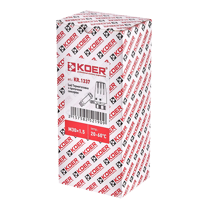 Термоголовка Koer KR.1337 – M30x1.5 с проточным сенсором