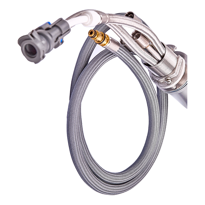 Смеситель кухонный на две воды Zerix LUX-024 с выдвижной лейкой (нерж. сталь)