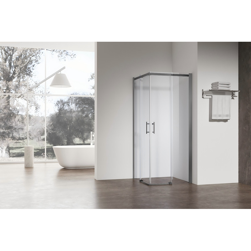 Душевая кабина без поддона Koer SR SC03-90x90x200-TR-07 прозрачное стекло Easy Clean 6мм, графит (K
