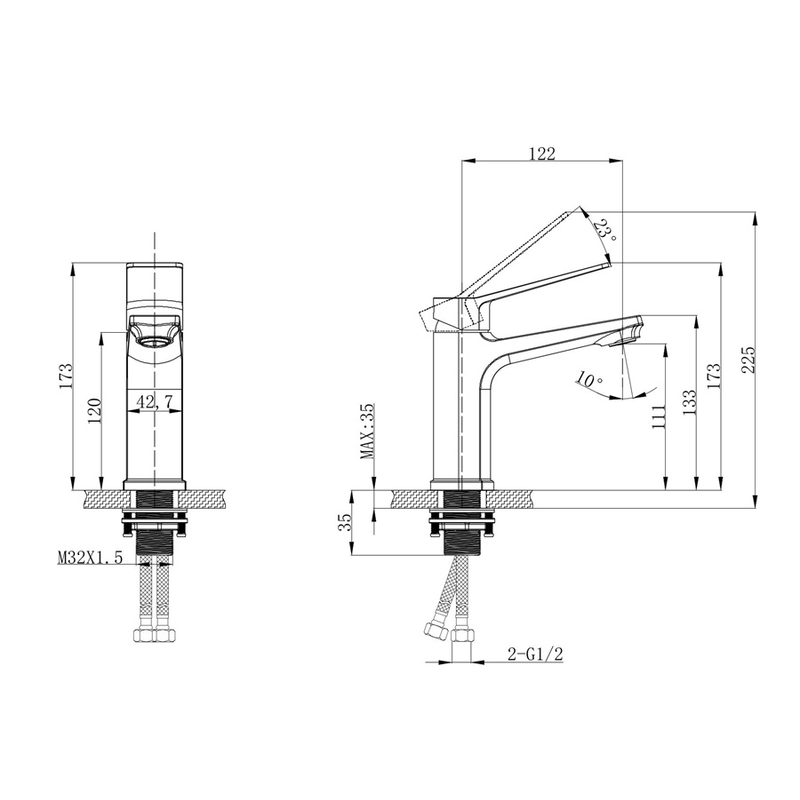Смеситель для умывальника Mixxus Wilson 001 Graphite (Цвет графит)