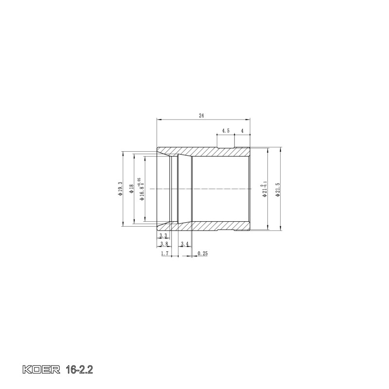 Гильза монтажная надвижная Koer KA.S16 - 16-2.2mm