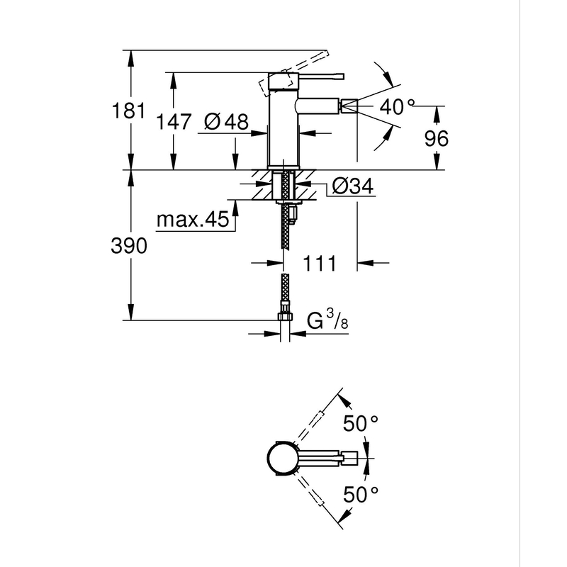 Смеситель для биде S-Size Grohe Essence New