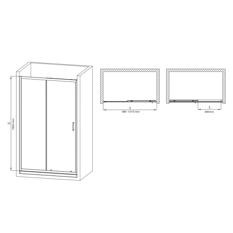 Дверь в нишу раздвижная MIXXUS PREMIUM DIVERSE SD01-100x185-TR CHROME прозрачное стекло 5мм (MI7165