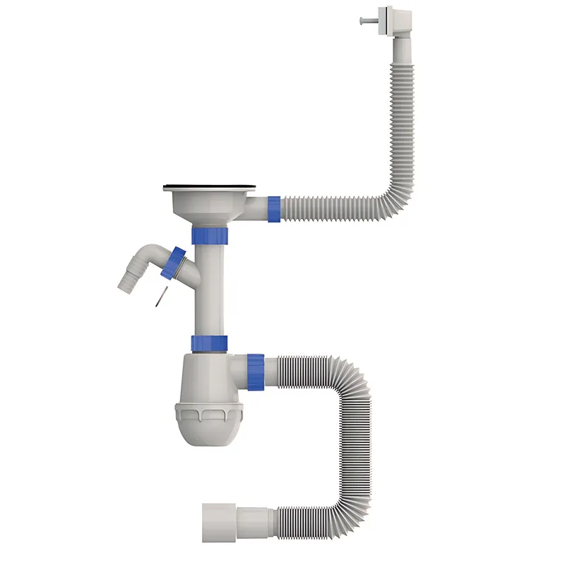 Сифон для кухни Mixxus SK-05-WH 3 1/2"x40 с пластиковой сеткой, отводом для стиральной машины, гибк