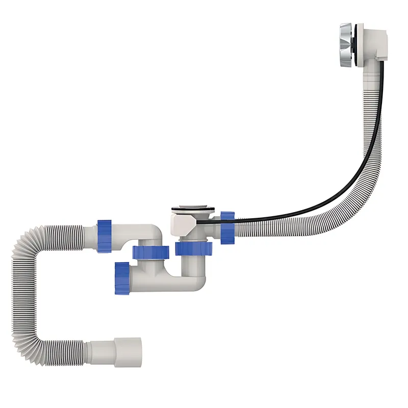 Сифон для ванны Mixxus SV-02-B с ревизией, перелив "автомат" (ручка хром)