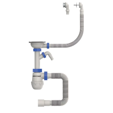 Сифон для кухни Mixxus SK-07-B 3 1/2"x40 с нерж.сеткой, отводом для стиральной машины, гибким круг.