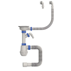 Сифон для кухни Mixxus SK-06-WH 3 1/2"x40 с пластиковой сеткой, отводом для стиральной машины, гибк