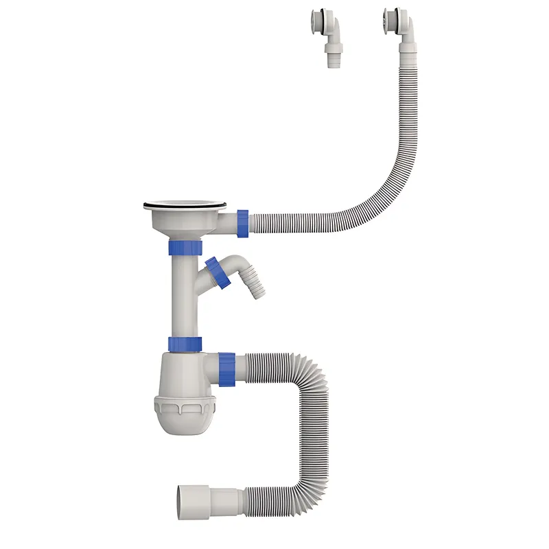 Сифон для кухни Mixxus SK-06-WH 3 1/2"x40 с пластиковой сеткой, отводом для стиральной машины, гибк